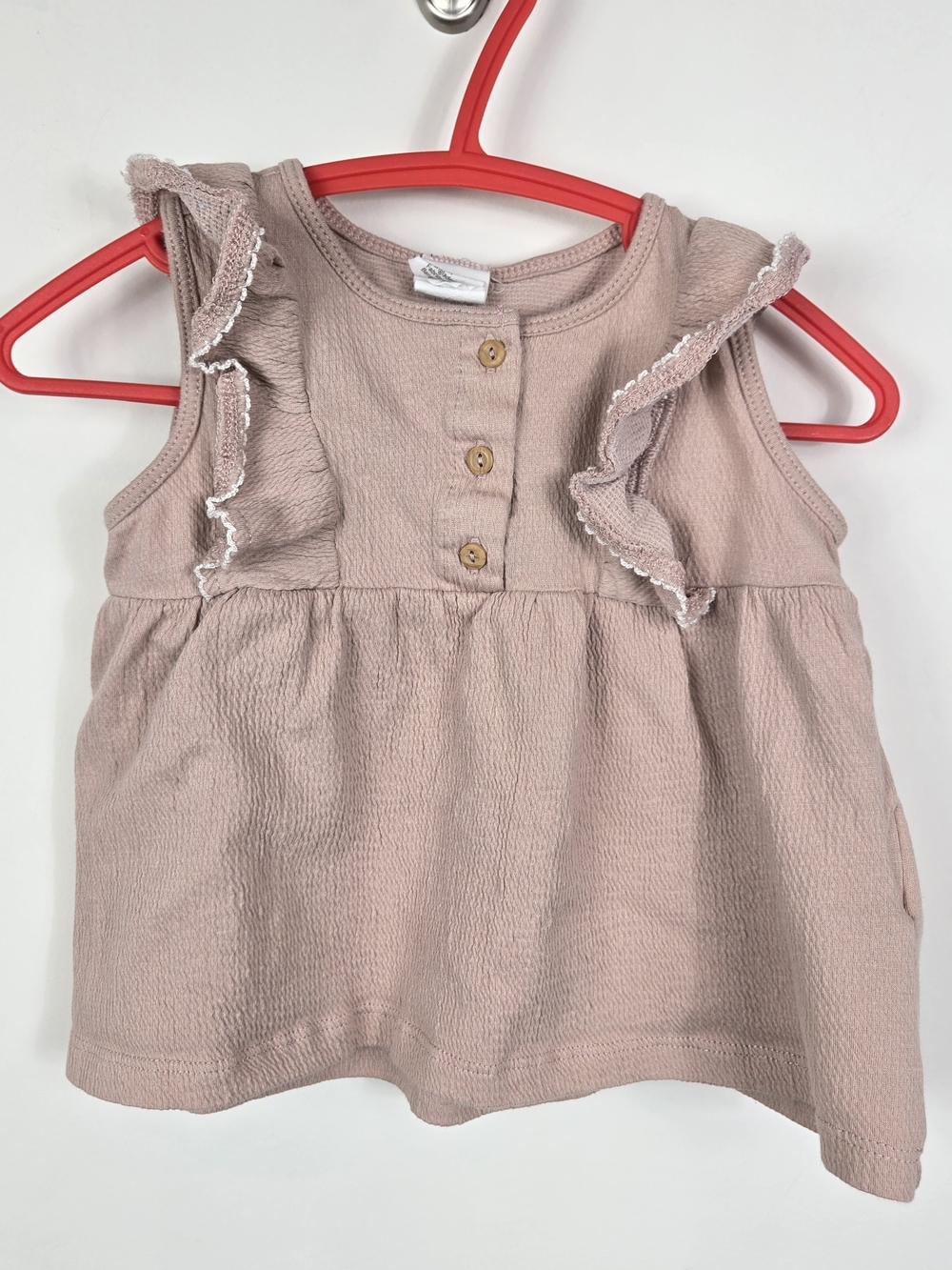 H&M Baby Set 9-12 Months Soft Pink Textured Button-Front Top & Pants Outfit - Picture 2 of 11